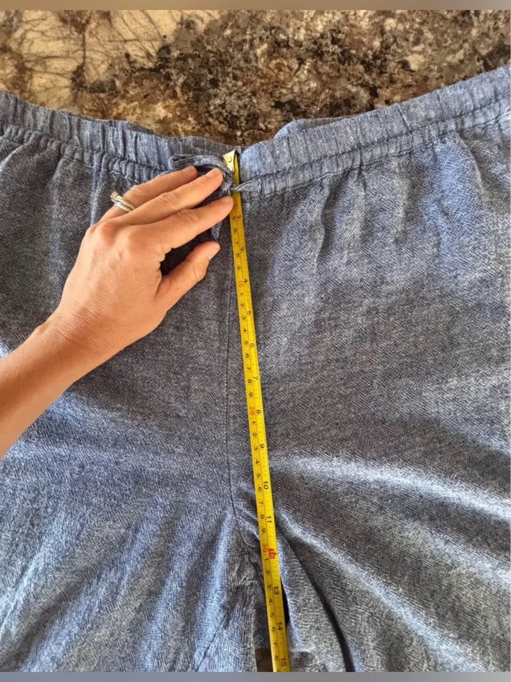Linen Blend Wide Leg Crop Pants | Blue Chambray | Coastal Minimalist, XXL - Picture 9 of 11